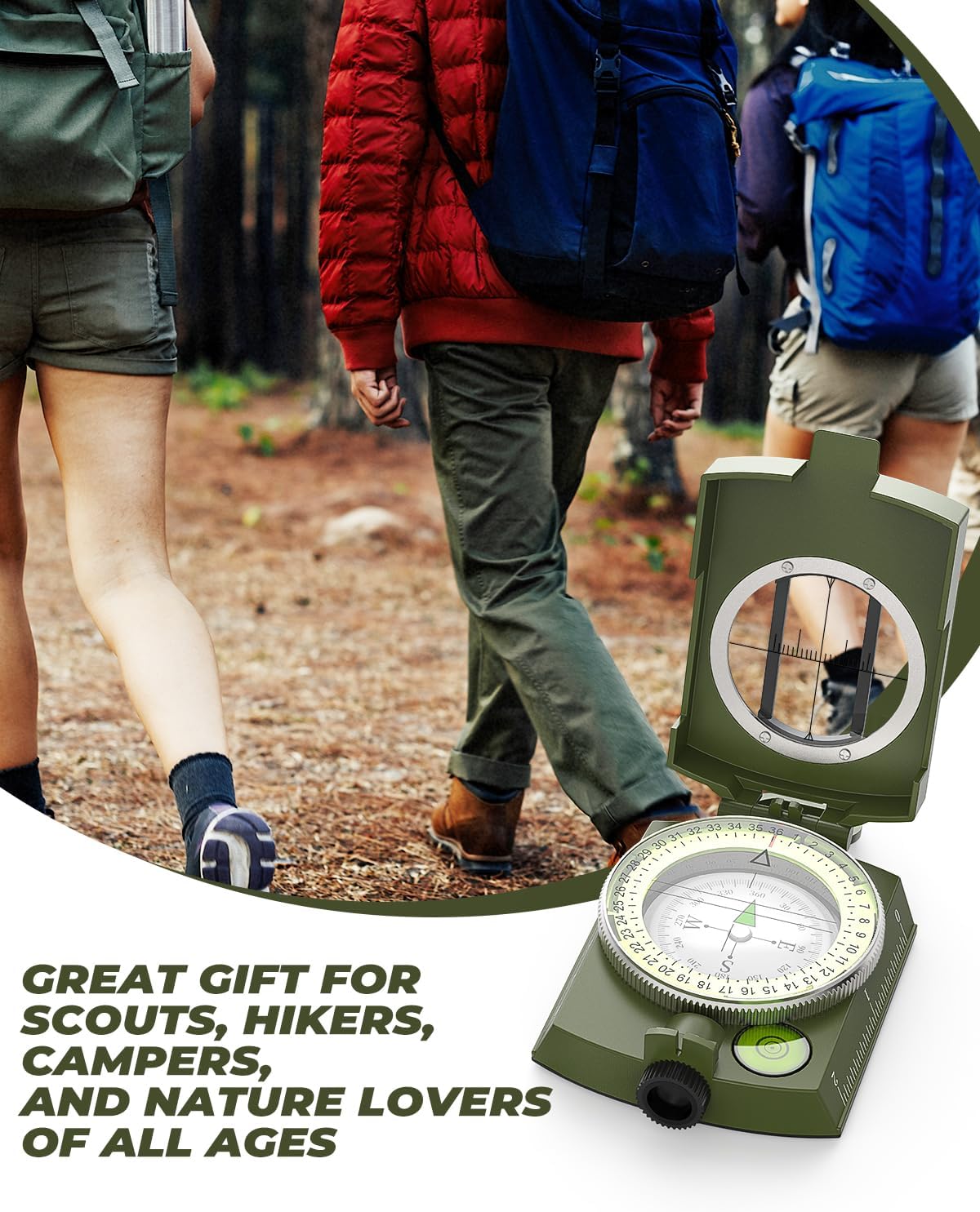 Sportneer Compass - Accurate, Durable, Lightweight Orienteering Tool | Glow in the Dark, Waterproof Hiking Essential