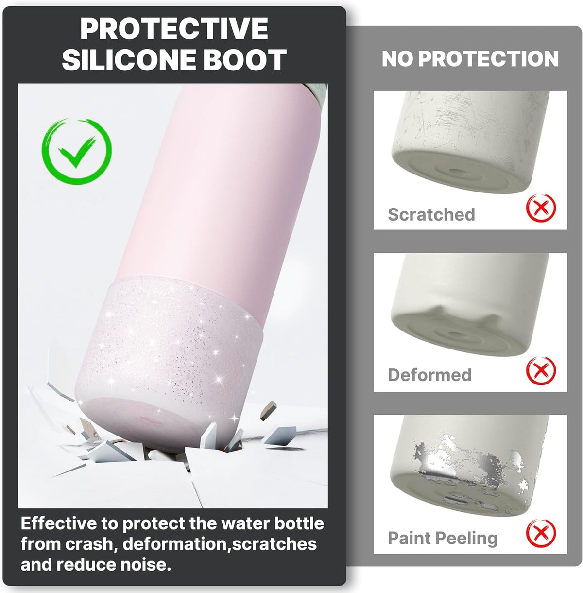 Owala Silicone Boot - Anti-Slip Protective Sleeve for 24 oz Water Bottles | Glitter White