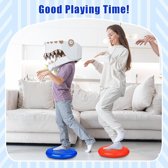 2 Pcs Wiggle Seat Inflated Wobble Cushion Flexible Balance Disc with Air Pump for Core Stability Strengthening Improving Posture Physical Exercise