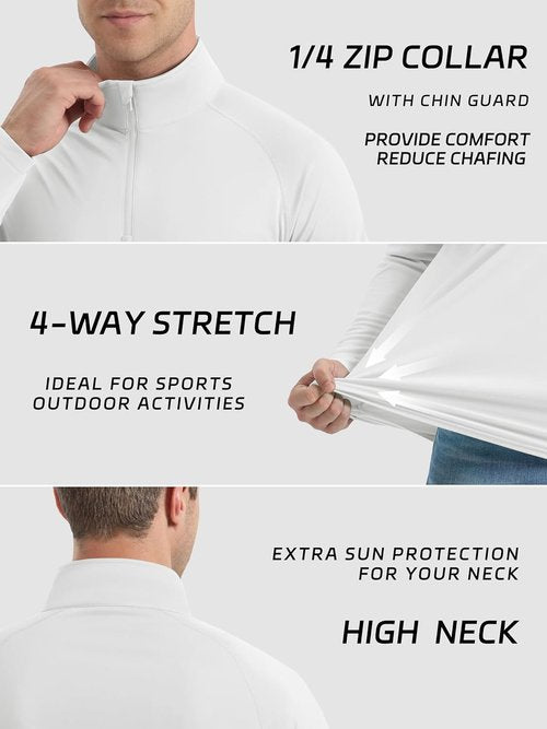 KEFITEVD Men's Sun Protection Shirt - UPF 50+ Long Sleeve 1/4 Zip Quick Dry UV Fishing T-Shirt