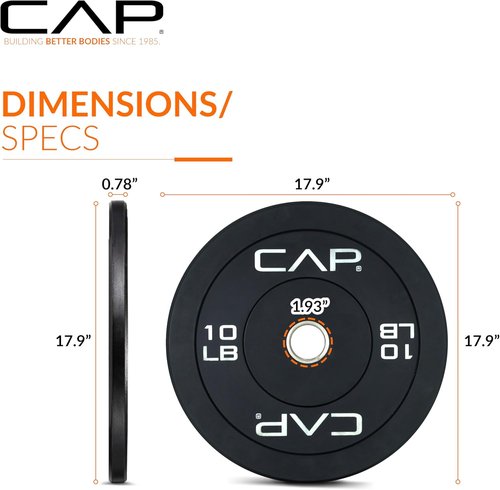 CAP Barbell Rubber Olympic Bumper Plate - Durable Weight Plates in Various Colors & Sizes