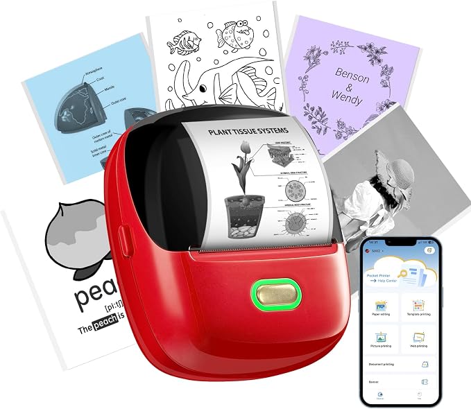 ORGSTA Sticker Printer, 300 DPI Ultra-Clear Mini Portable Sticker Maker