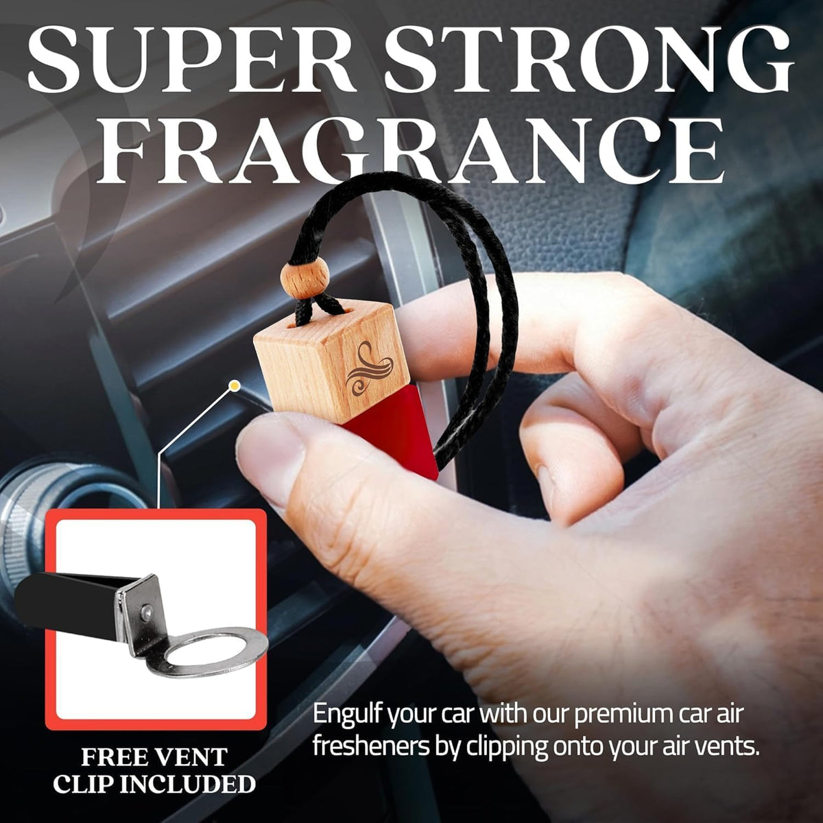 Car Air Freshener for Women - Inspired by Black Op!.um - Long Lasting Luxury Inspired Diffuser - Hanging Wooden Car Scent Perfume with Vent Clip - Odor Eliminator - Diffuser Scents 8ml by Perfa
