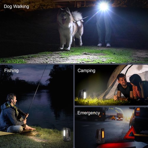 ERAY Rechargeable Flashlights with Side Floodlight, 3600mAh Camping Lights & LED Lantern Battery Powered, Portable Lantern Flashlight for Hurricane Emergency, Hiking, Home and Camping
