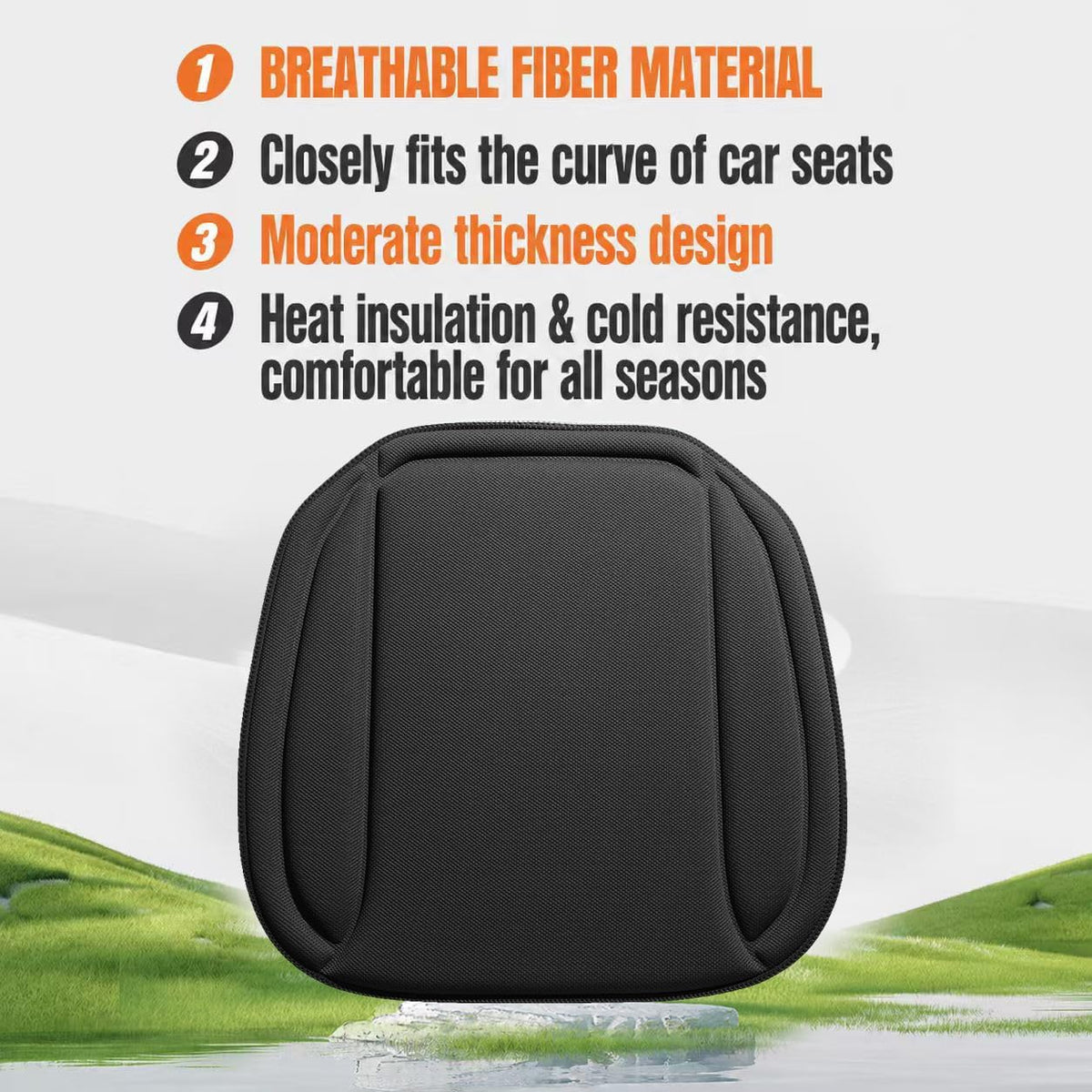 2cm Ultra-Thin Fiber Car Seat Cushion, Non-Slip Pad for Cars & SUVs