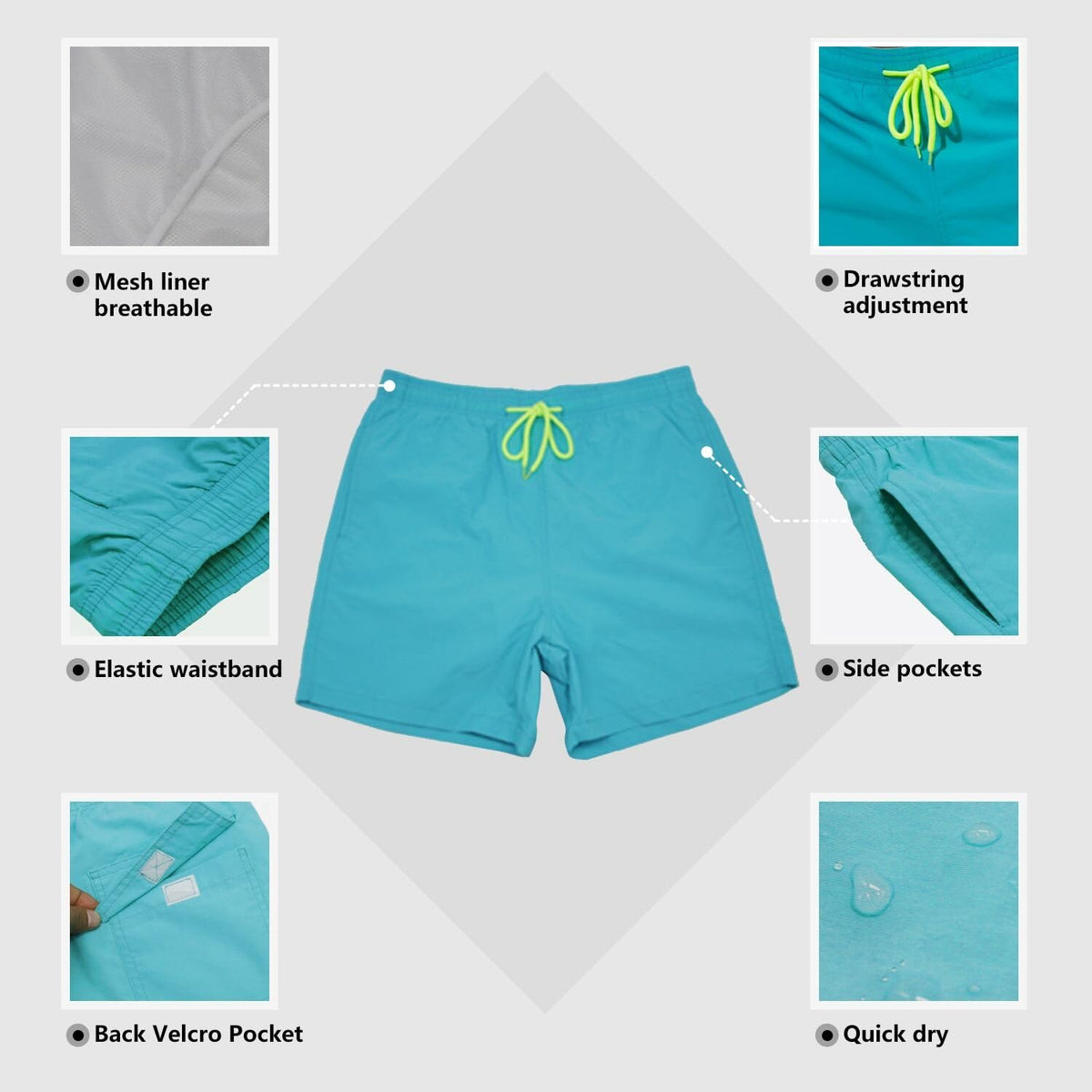 SILKWORLD Men's Swim Trunks - Quick Dry Beach Shorts with Pockets | Comfortable Fit & Stylish Design