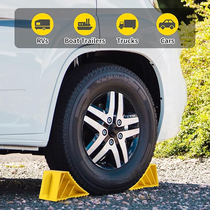 OULEME Trailer Jack Chocks and Wheel Dock for Boat Travel Trailer Camper and RVs, Caster Stopper for Single 6'' 8'' and Dual 6'', with Rope Handle