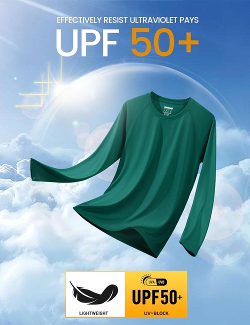 MAGCOMSEN Men's Long Sleeve Athletic Shirts - UPF 50+ UV Protection for Hiking & Running