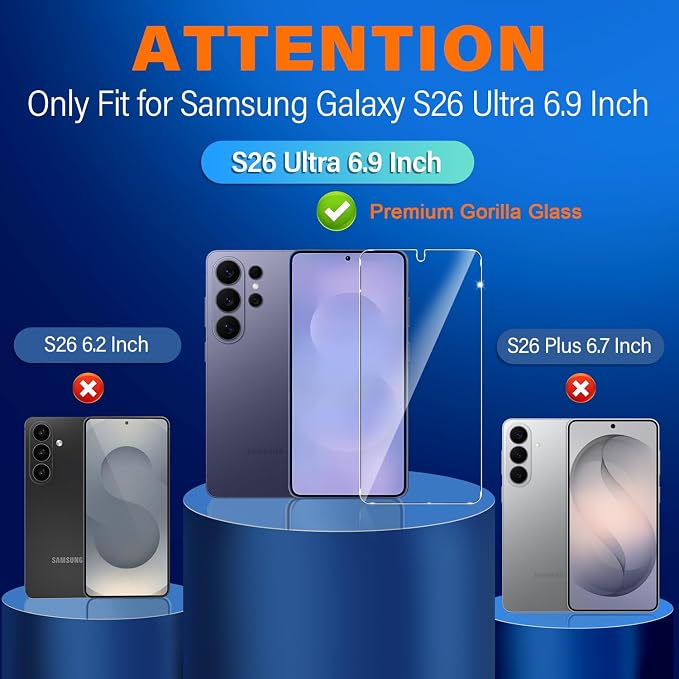 firtstnow 3 Pack for Samsung Galaxy S26 Ultra Screen Protector Tempered Glass +