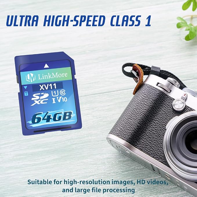 LinkMore 64GB Full-Size SD Card, SDXC Card Compatible