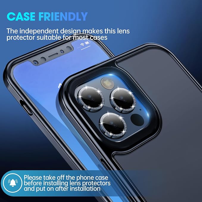 for iPhone 15 Pro/iPhone 15 Pro Max Camera Lens Protector Bling Individual