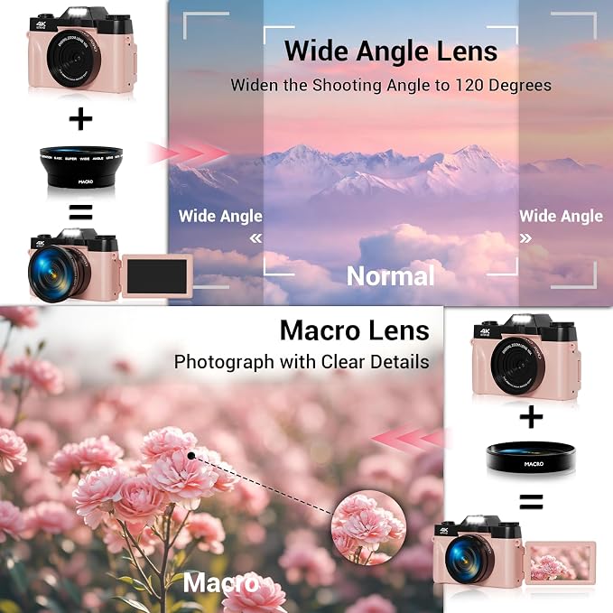 4K Digital Camera for Photography, 75MP WiFi Vlogging Camera for YouTube