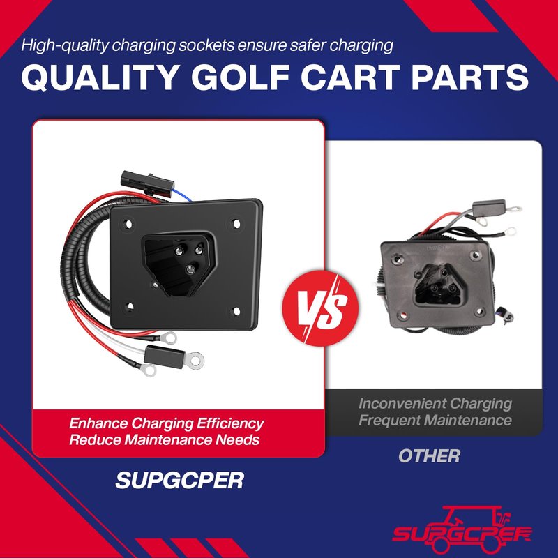 SUPGCPER EZGO Charger Receptacle, Golf Cart 48V Charger Port for EZGO RXV 2008-UP Electric, EZGO 2Five 2010-UP Delta-Q, EZGO RXV Charger Socket with Wires Replace OEM# 602529 613304