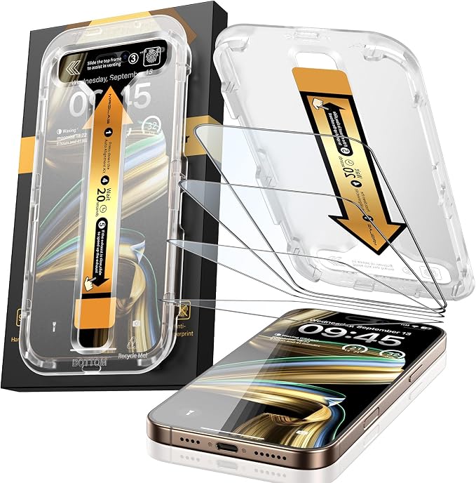 MRGLAS 4-Pack TOP 9H+ Glass for iPhone 15 Pro Screen Protector UNBREAK Tempered