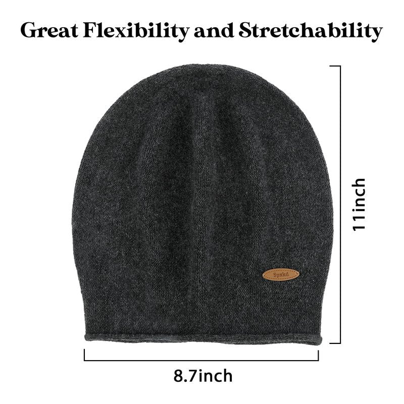 Slouchy Knit Beanie Hats for Women Winter Warm Cashmere Knitted Wool Hats Soft Ski Cap Ladies Beanies Chemo Hat (Small, Dark Gray)