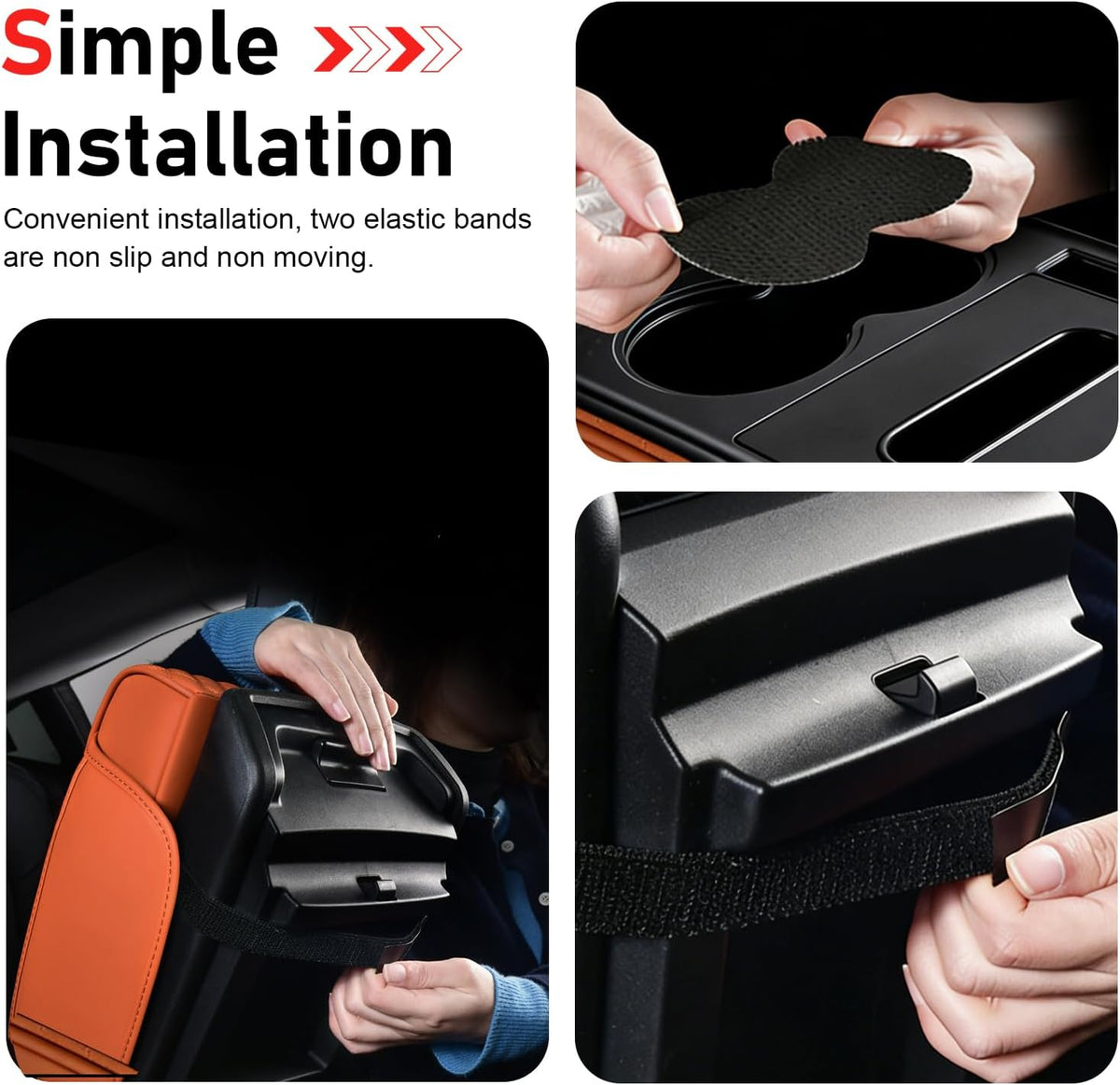 Car Armrest Cushion, 5-in-1 Car Center Console Cover with 2 Storage Bags, Leather Cars Armrest Cover with Cup Holder, Tissue Box,Thick Memory Foam Arm Rest Storage Box,Universal for Most Auto