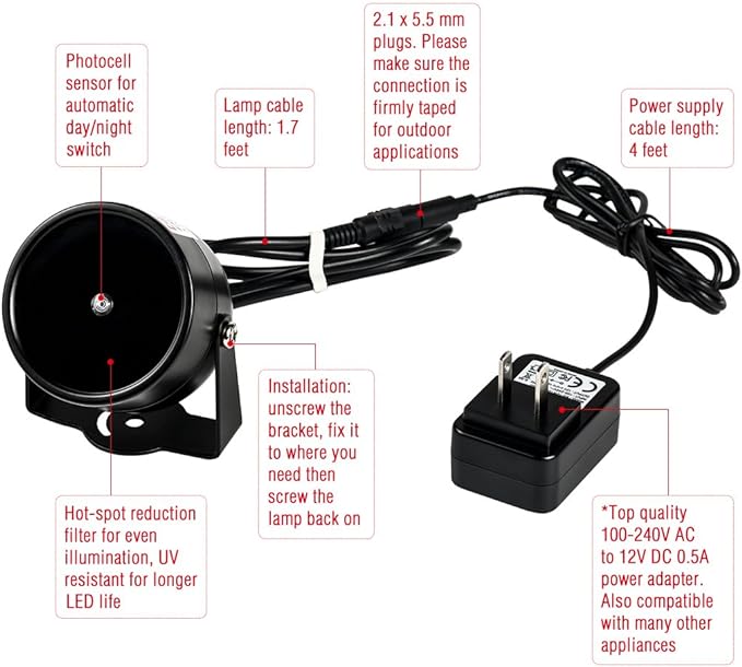 80ft IR Illuminator | AI4 No Hot Spot Wide Angle Infrared Light