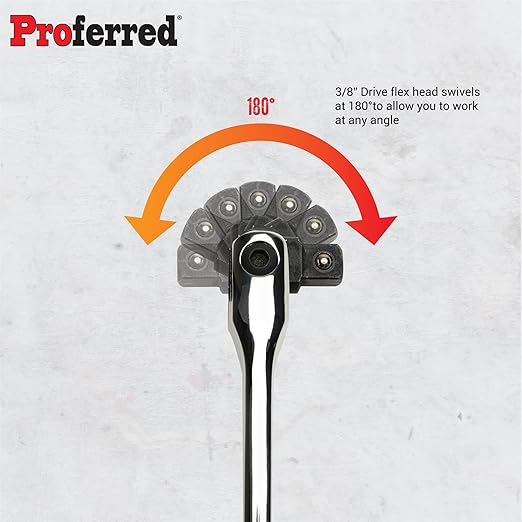 Proferred S42101 Cobra Flex Handle, Breaker Bar, 3/8" Drive, 8", Chrome