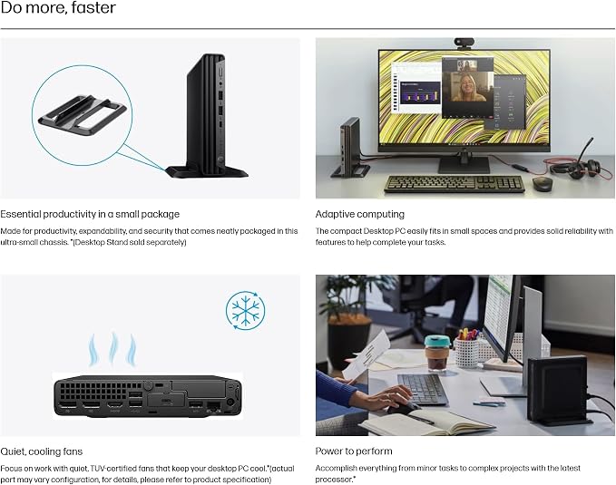 HP Mini Desktop PC Computer for Office Work, Data Processing, Accounting, Video Editing, Intel i7-12700T (16GB RAM, 512GB SSD), 3X 4K Output, Wired Keyboard & Mouse & Stand Included, Windows 11 Pro