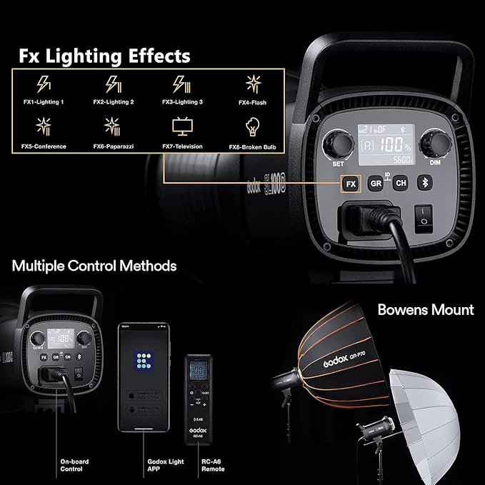 Godox SL100D 100W Daylight LED Video Light – 32, CRI 96+, Bowens Mount LED