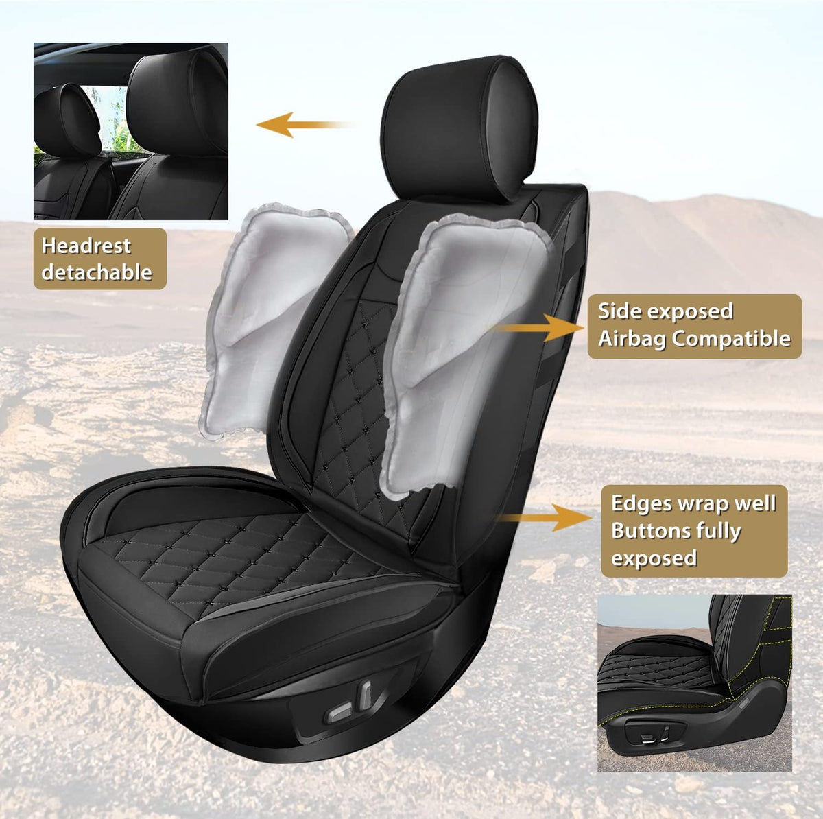 Nilight 5 Car Seat Covers Waterproof Faux Leather Cushions Universal Fit
