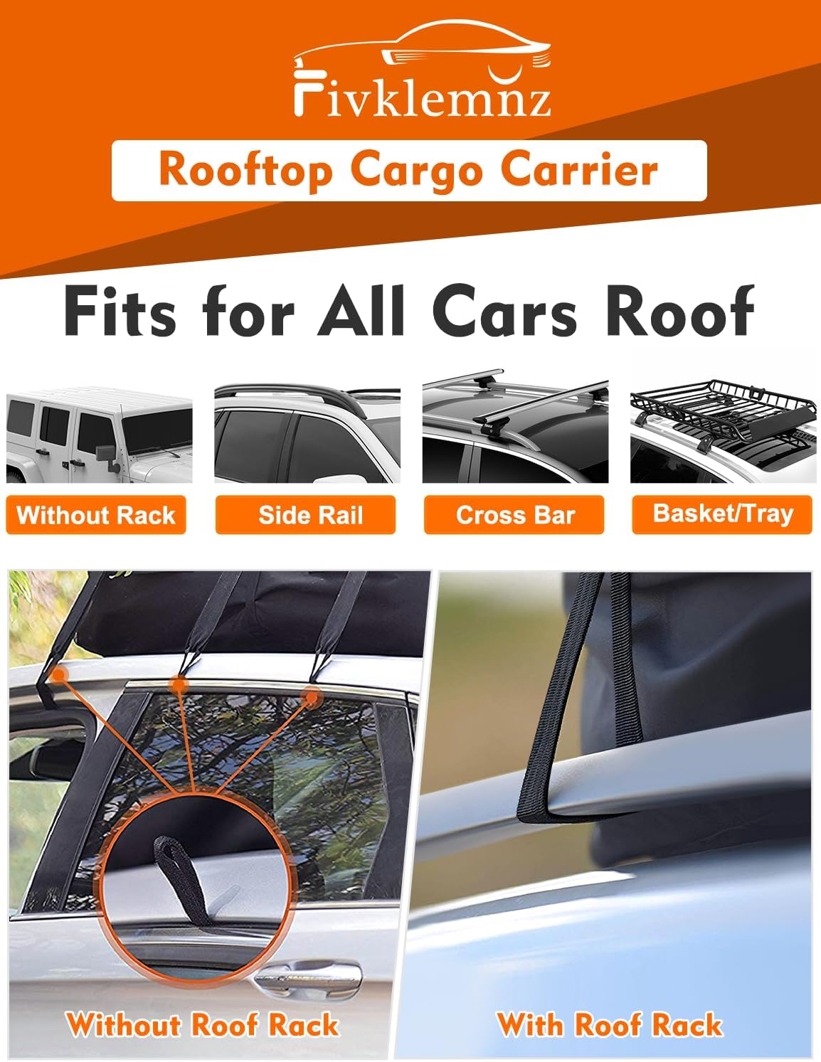 FIVKLEMNZ 30 Cubic Rooftop Cargo Carrier Waterproof Soft Car Roof Bag
