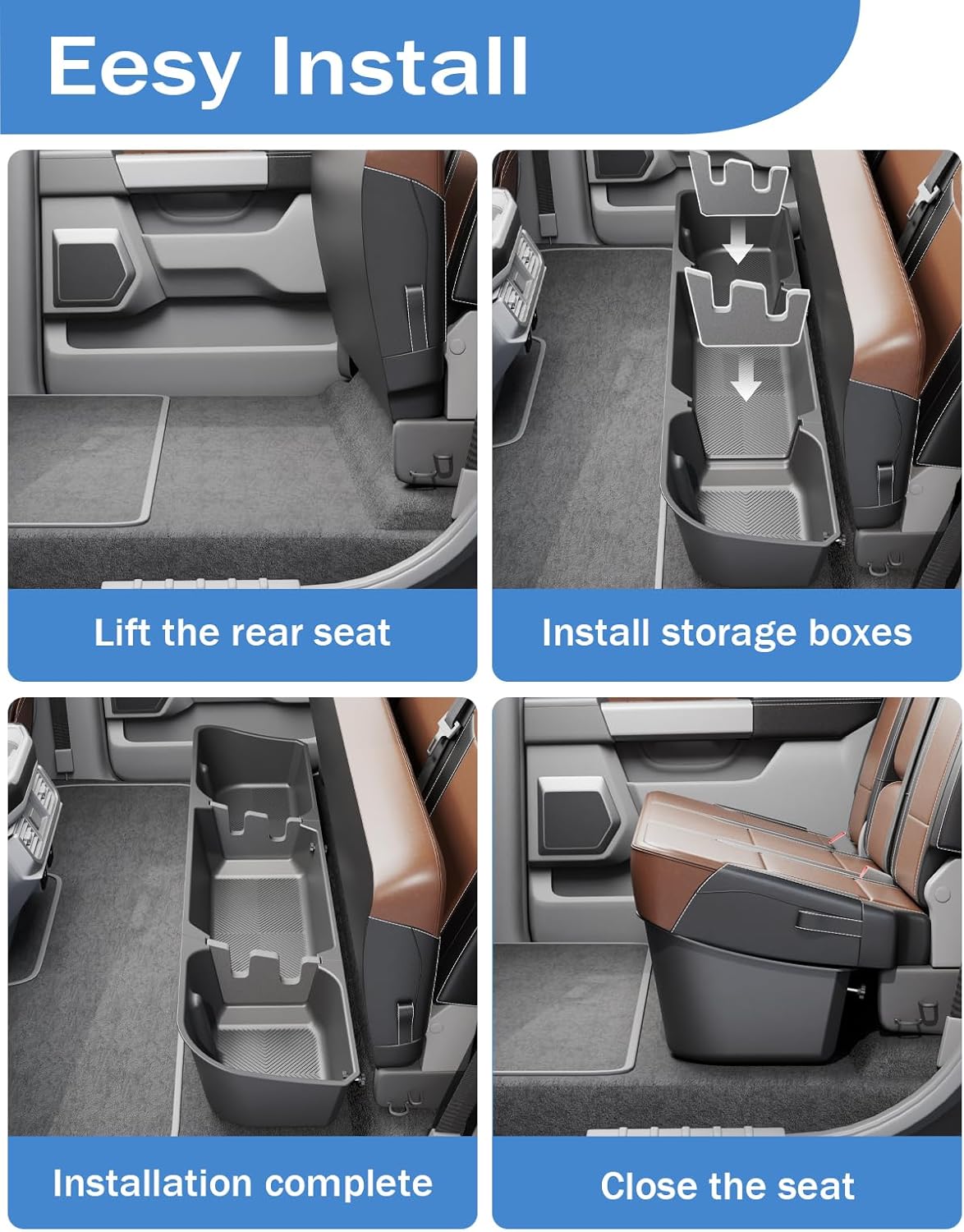 FengYu Under Seat Storage Box for 2015-2026 Ford F-150 F150 SuperCrew Cab