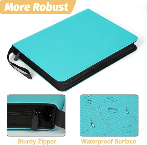 GERMUN Premium Zip Trading Card Binder - 720 Double-Sided Pocket Album for MTG & Sports Cards | Lake Blue
