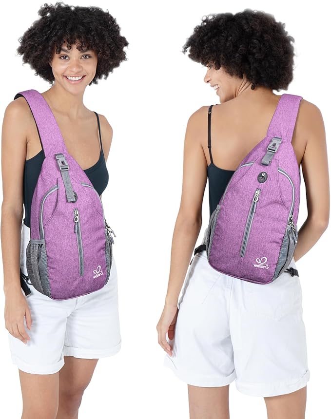 WATERFLY Small Hiking Sling Bag: Crossbody Sling Backpack Chest Bag Daypack