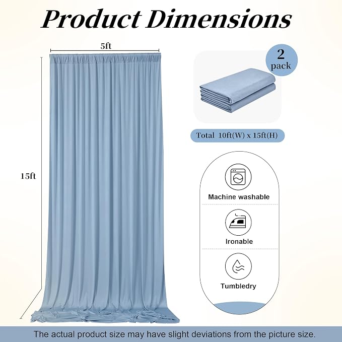 10ft x 15ft Dusty Blue Backdrop Curtains