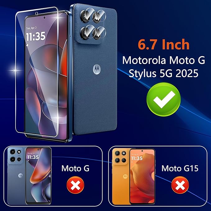 Designed for Motorola Moto G Stylus 5G 2025 Tempered Glass Screen Protector +