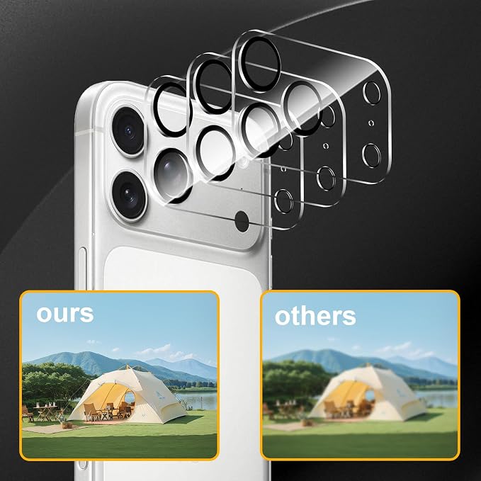 3 Pack Camera Lens Protector for iPhone 17 Pro Max, Tempered Glass,