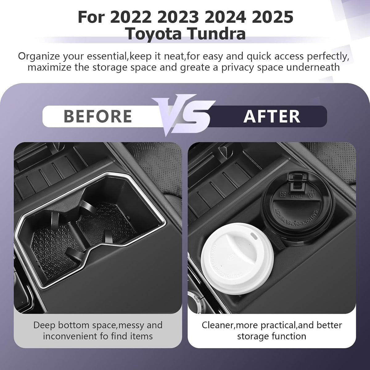 LUWU Center Console Cup Holder Compatible with 2022 2023 2024 2025 2026 2027 Toyota Tundra Accessories Center Console TPE Cup Holder Insert Tundra 2027 Accessories