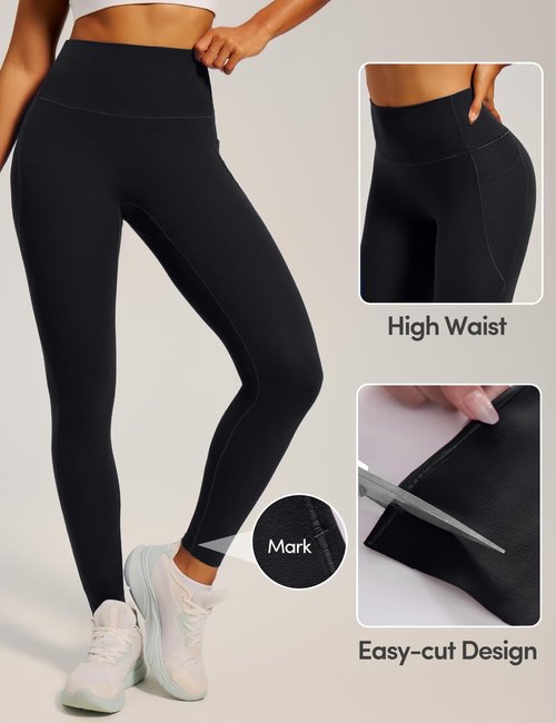 IUGA Invisible Scrunch Butt Lifting Leggings for Women No Front Seam Workout Leggings with Pockets Tummy Control Yoga Pants Black