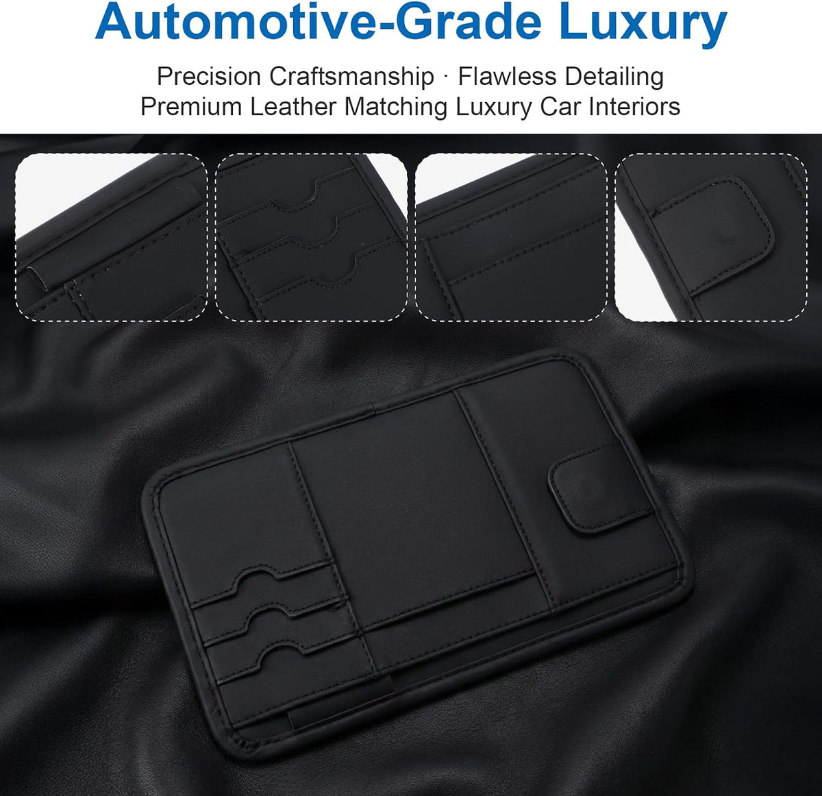 2 Pcs Car Sun Visor Multi-Pocket Organizer, Pu Leather Car Visor Organizer