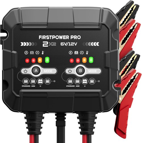 2-Bank Trickle Charger by [Brand Name] | 4A Automotive Battery Maintainer for 12V & 6V Batteries