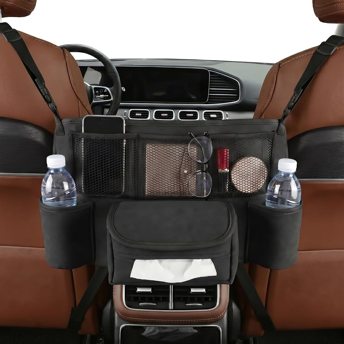 Car Seat Gap Organizer, Premium Faux Suede Leather Seat Gap Filler, Universal Front Seat Console Side Storage Box, Multifunctional Car Organizer for Phone, Wallet, Keys, Tissues and Documents