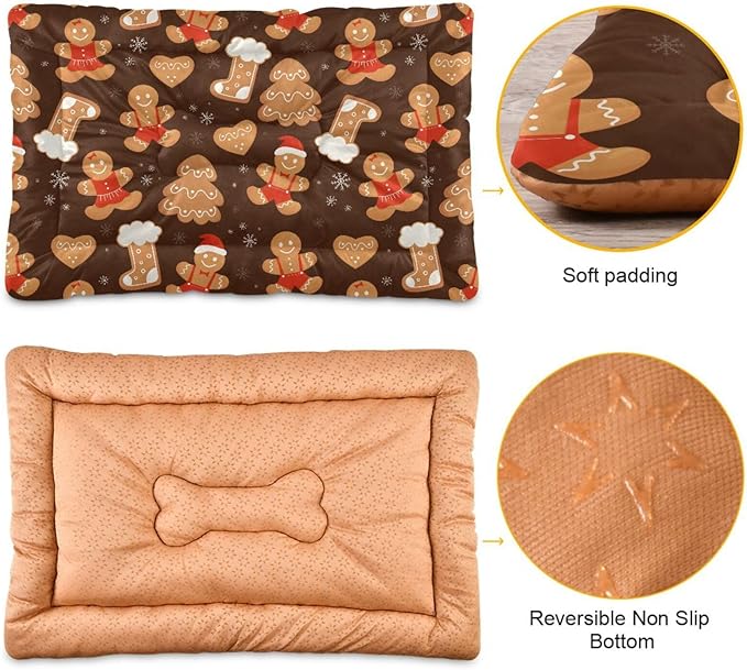 Christmas Gingerbread Cookies Pet Bed Cute Dog Bed Mat Absorbing Non Slip Pad Pet Sleeping Mat for Small, Medium, and Large Dogs Puppy Cat 24 in x 18 in