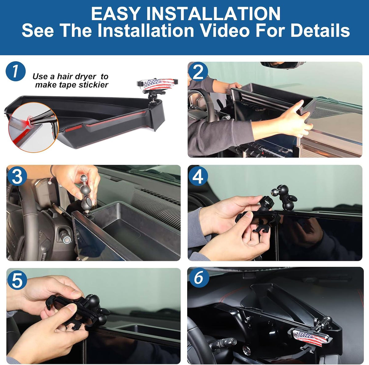 for Corvette C8 Center Console Tray Phone Holder Mount Organizer,360 Degree Rotatable Phone Holder Stand Navigation Screen Rear Storage Box Organizer Tray for Corvette C8 2020-2024 2025 (E)