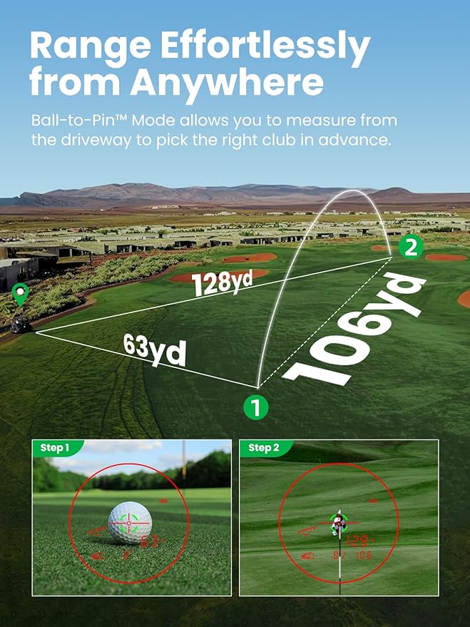 MILESEEY IONME2 Golf Rangefinder with Slope -1100 Yards Laser Range Finder Golf with Red & Green Display, 0.1s Flag Pole Locking Vibration with Ball to Pin Mode, 6X Magnification Magnetic Rechargeable