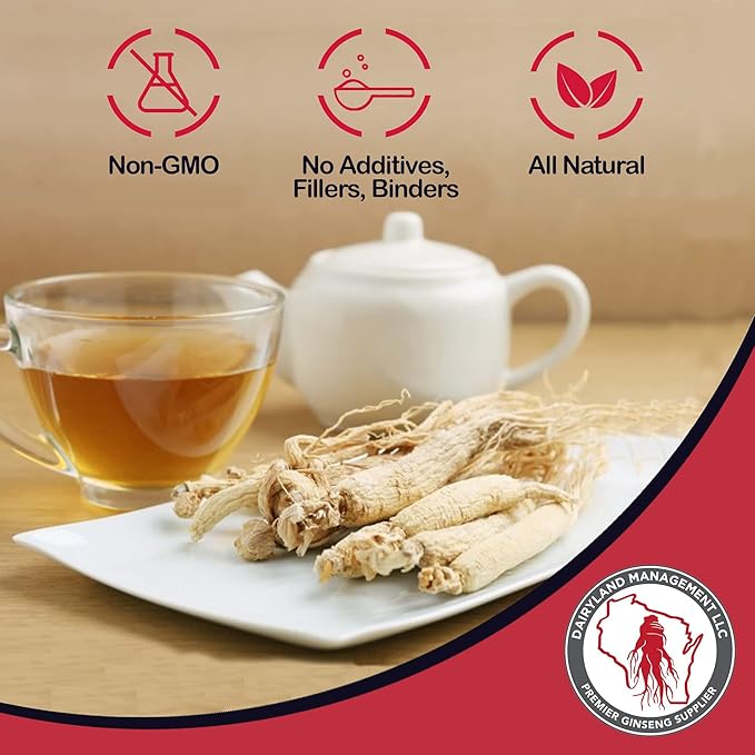 Dairyland American Ginseng Roots 4 oz and Capsules 75 ct Pack of Wisconsin Ginseng – Direct from Farmer to Consumer 西洋参