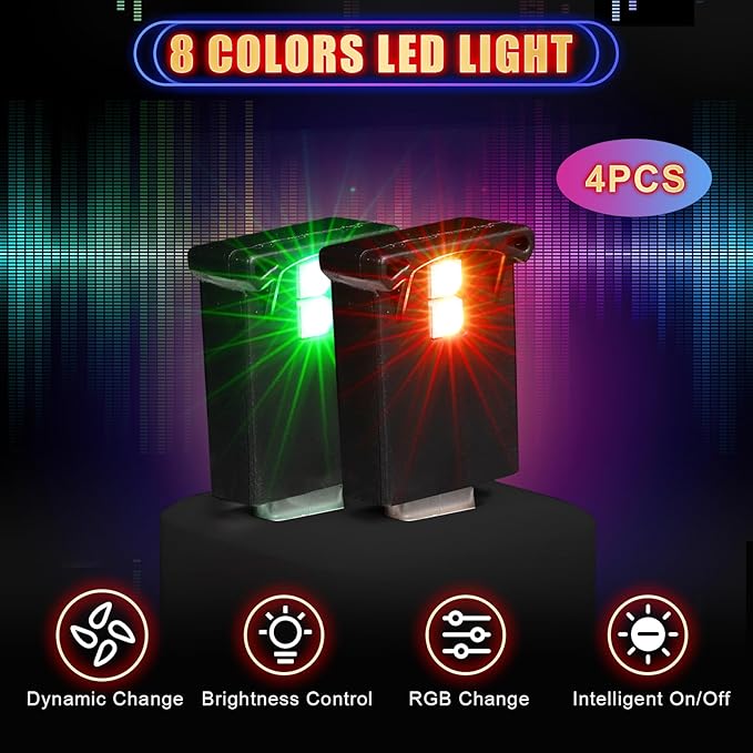 Frienda 2 Pieces Mini USB LED Light, Car LED Interior Lighting 5v Smart USB Atmosphere Light, Laptop Keyboard Office Decoration Night Lamp, Adjustable Brightness, 8 Colors (Type C)