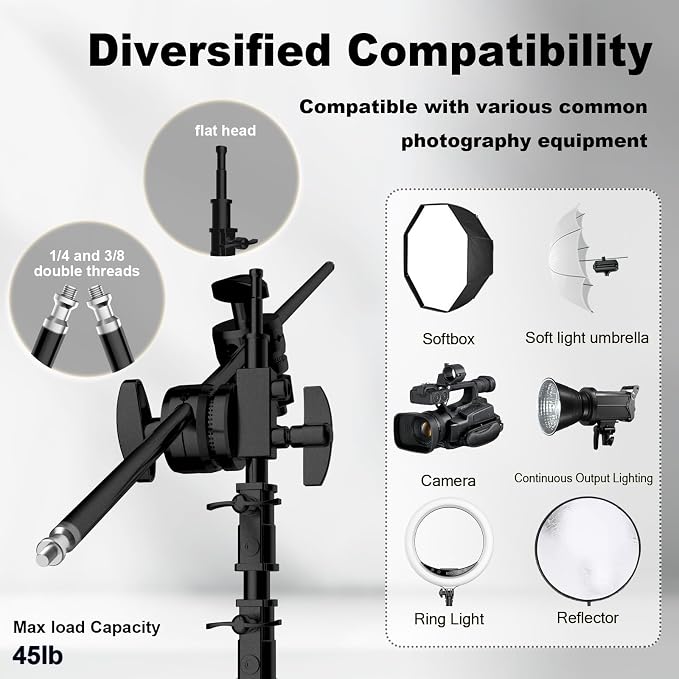 C Stand with Boom Arm, Photography Light Stand Kit