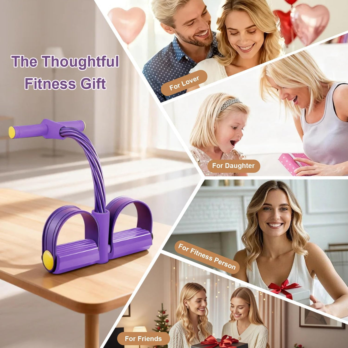 Pedal Resistance Bands - Durable 6-Tube Elastic Fitness Bands for Abdomen, Waist, Arms & Legs