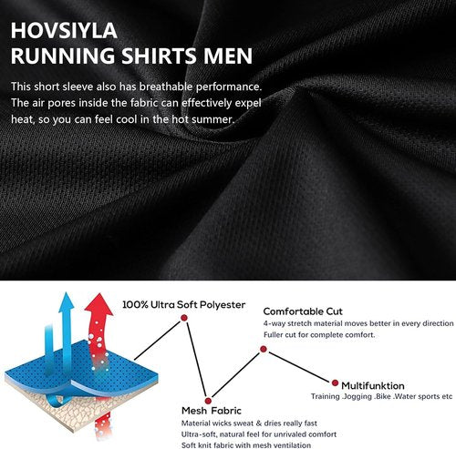 HovSiyla Running Shirts for Men - Breathable Dry Fit Athletic Tops | 1/5 Pack Cool Workout T-Shirts