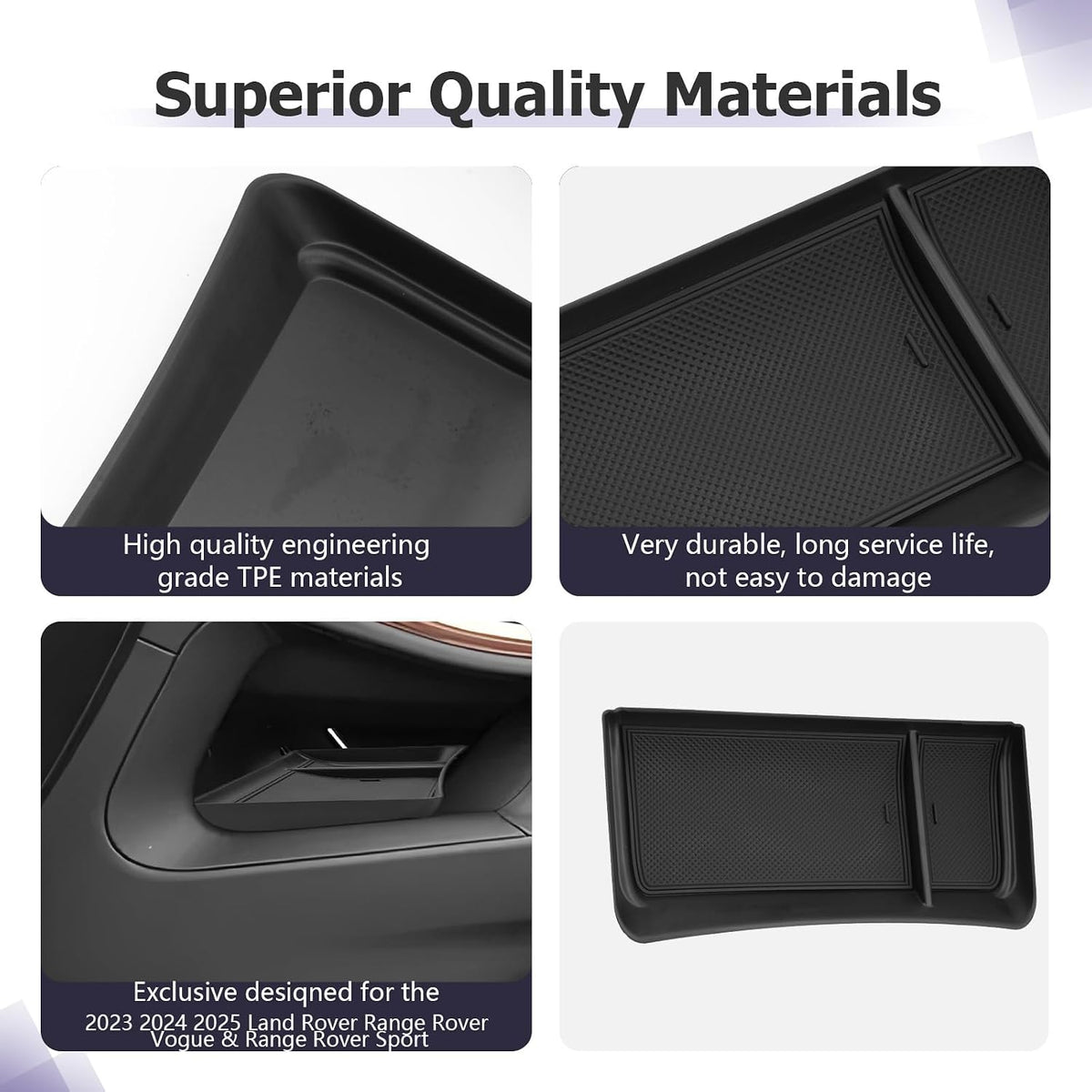 LUWU 2025 R Ange R Over Lower Console Organizer Compatible with 2023 2024 2025 Land Rover R Ange R Over Vogue L460/Sport Accessories Armrest Console Organizer Armrest Organizer Insert Tray Black