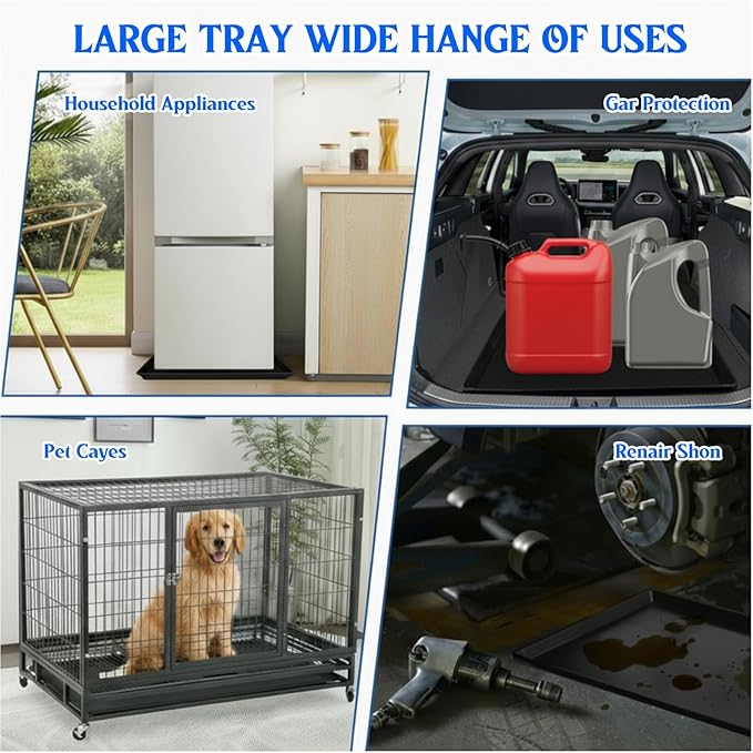 5 Pack Extra Large Oil Drip Pan for Under Car, 35.4 x 24 x 1.6 in Oil Catch Pan, Black Plastic Replacement Tray for Garage Automotive Driveway Washing Machine