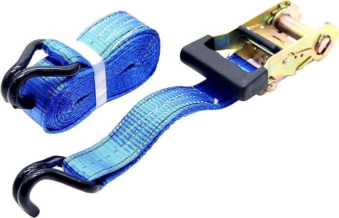 HFS(R) 4PC 1-1/2" x 15 ft Heavy Duty Ratchet Cargo Tie Down Straps 3000lbs Dual J-Hooks (Blue)