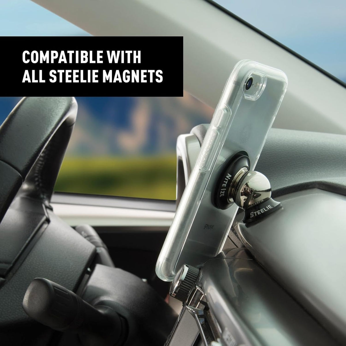 Nite Ize Steelie Dash Mount - Additional Car Mount Dash Ball for Steelie Magnetic Phone Mounting System - Cell Phone Accessories for Dashboard Mount Set
