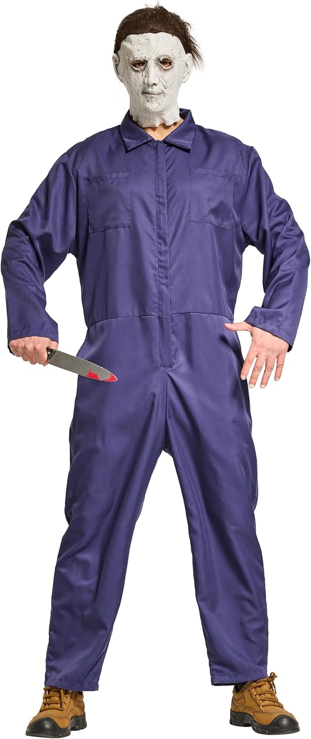 VOGRYE Men's Coverall Jumpsuit - Long Sleeve Work Uniform with Zippered Pockets & Elastic Waist